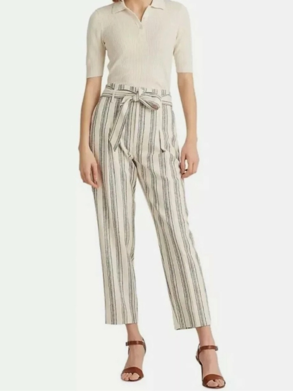 Lauren Ralph Lauren Linen Blend Stripe Slacks Size 6